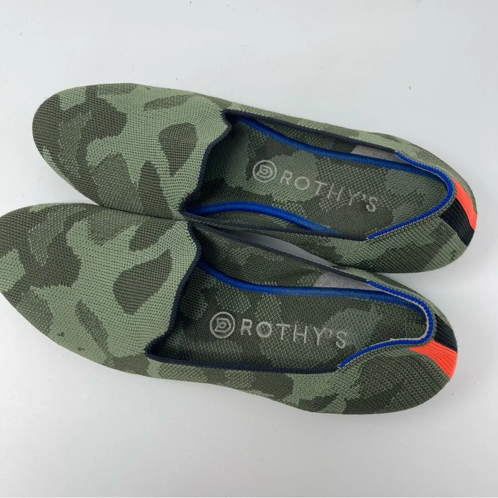Rothy's The Loafer Olive Camo Printed Knit Fabric Slip On Flats Womens Sz 10 - Picture 2 of 8